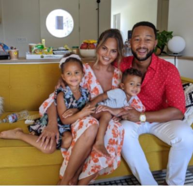 Vaughn Anthony Stephens's brother John Legend with his wife Chrissy Teigen and kids Luna Simone Stephens and Miles Theodore Stephens